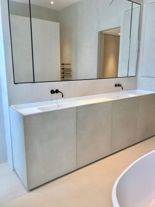 a bathroom with a tadelakt vanity