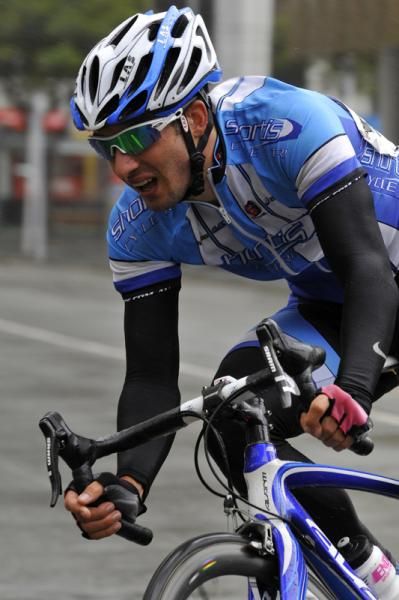 Mark Frendo of Shortis Cycles braves the wet conditions