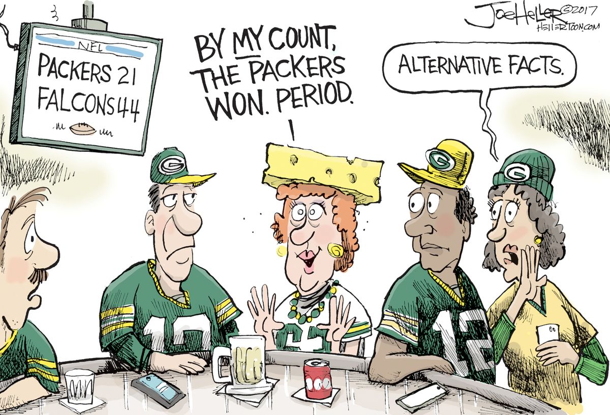 Political Editorial cartoon U.S. Packers Falcons Alternative Facts ...