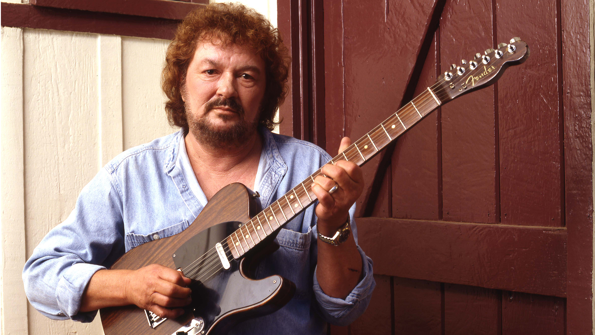 Delaney Bramlett with George Harrison&#039;s Rosewood Telecaster, 1997 