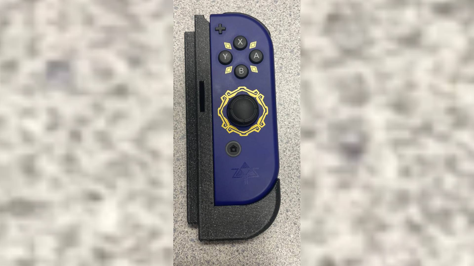 Zelda: Skyward Sword Joy-Con attached to Switch 2 3D printed adapter.