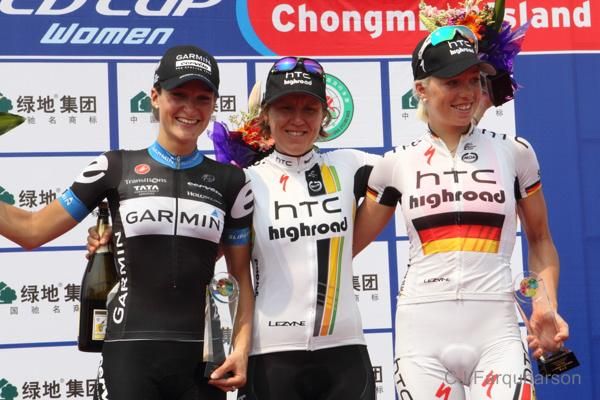 Elizabeth Armitstead (Garmin-Cervelo), Ina Yoko Teutenberg (HTC-HighRoad), Charlotte Becker (HTC-HighRoad) on the podium