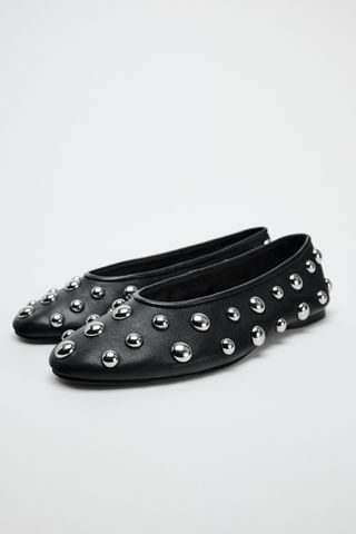 Studded Leather Ballet Flats