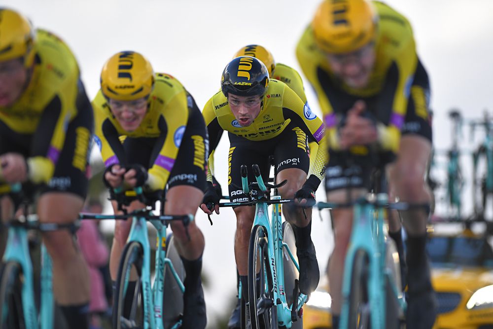 Primoz Roglic and finished second to Mitchelton-Scott in the Tirreno-Adriatico time trial