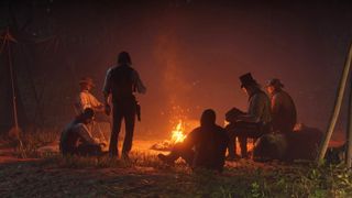 Dutch's gang by the campfire