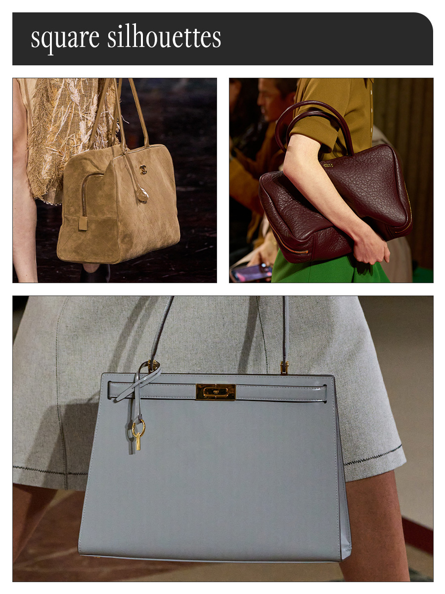 Collage of runway handbag trends