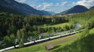 Venice Simplon-Orient-Express near Roppen on the Tyrol Pass in Austria