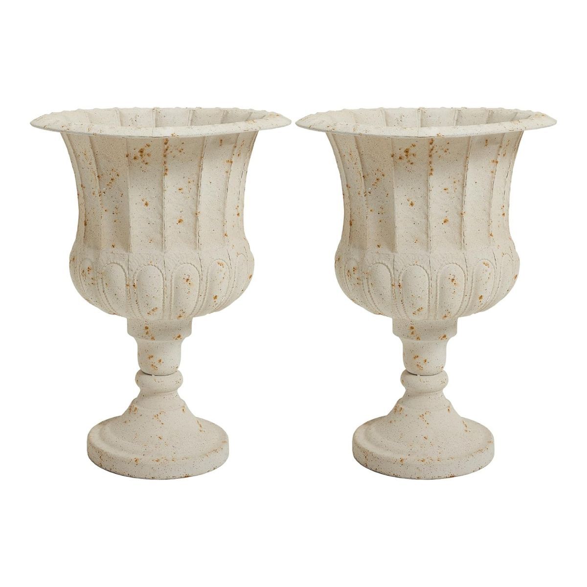 Two urn planters in white