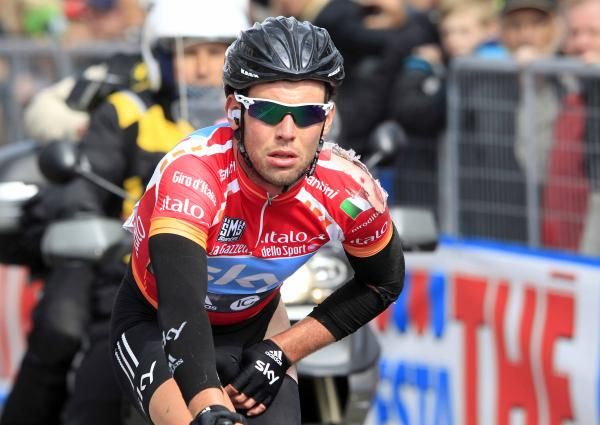 Mark Cavendish (Sky) was felled by a late crash.