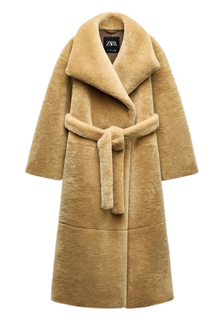 Zw Collection Belted Faux Fur Coat