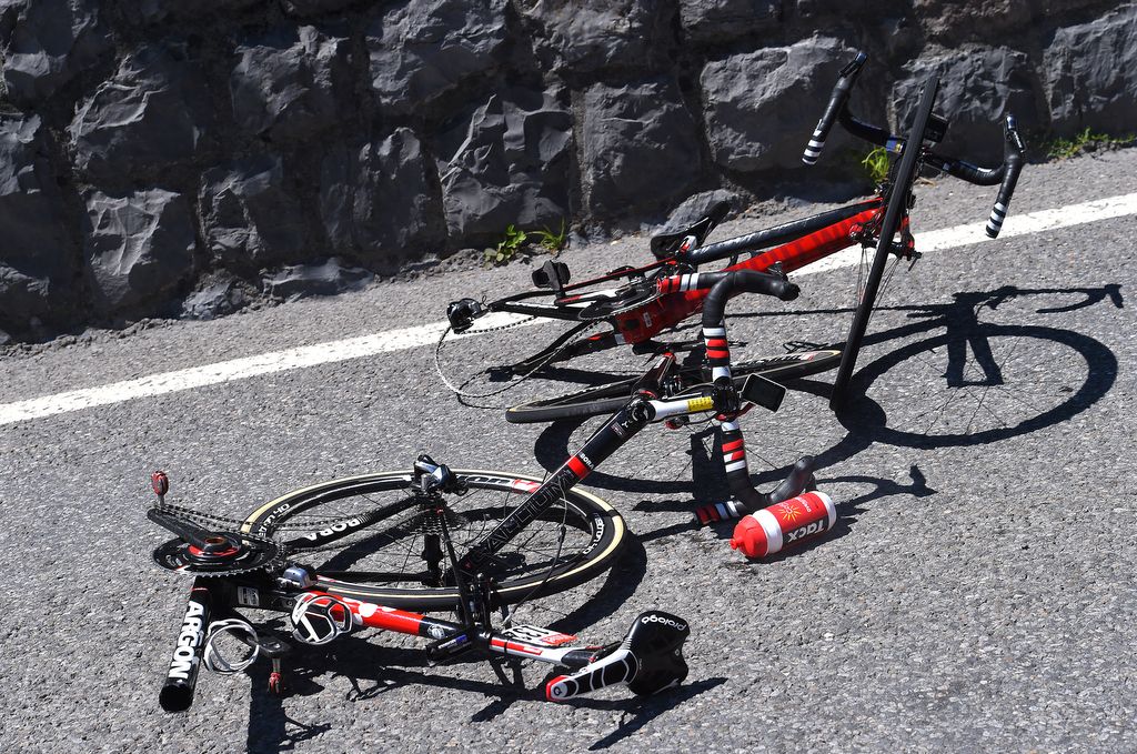 The broken Argon 18 bike of Shane Archbold