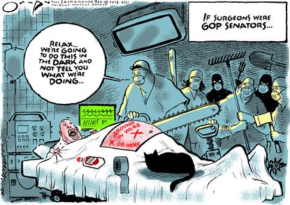 Political cartoon U.S. GOP health care reform AHCA