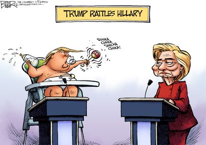 Political cartoon U.S. 2016 election first presidential debate