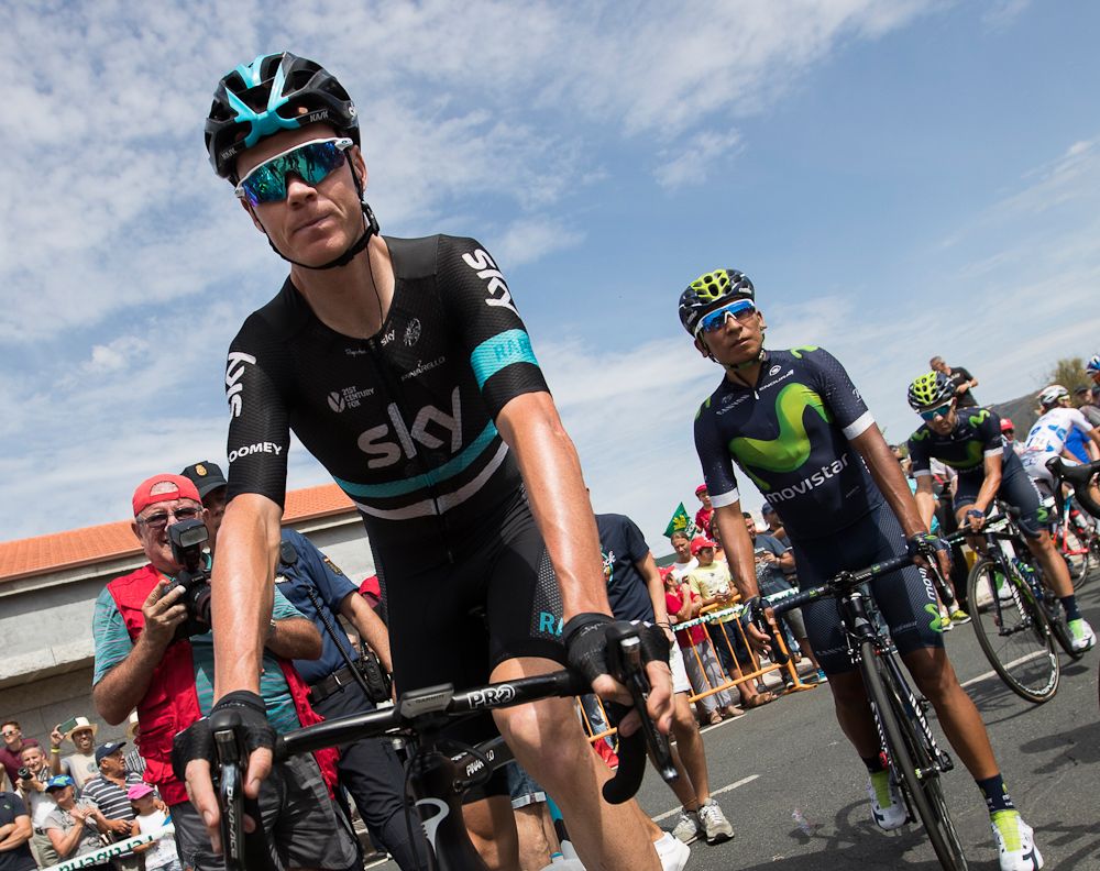 Chris Froome and Nairo Quintana before the start of stage 7