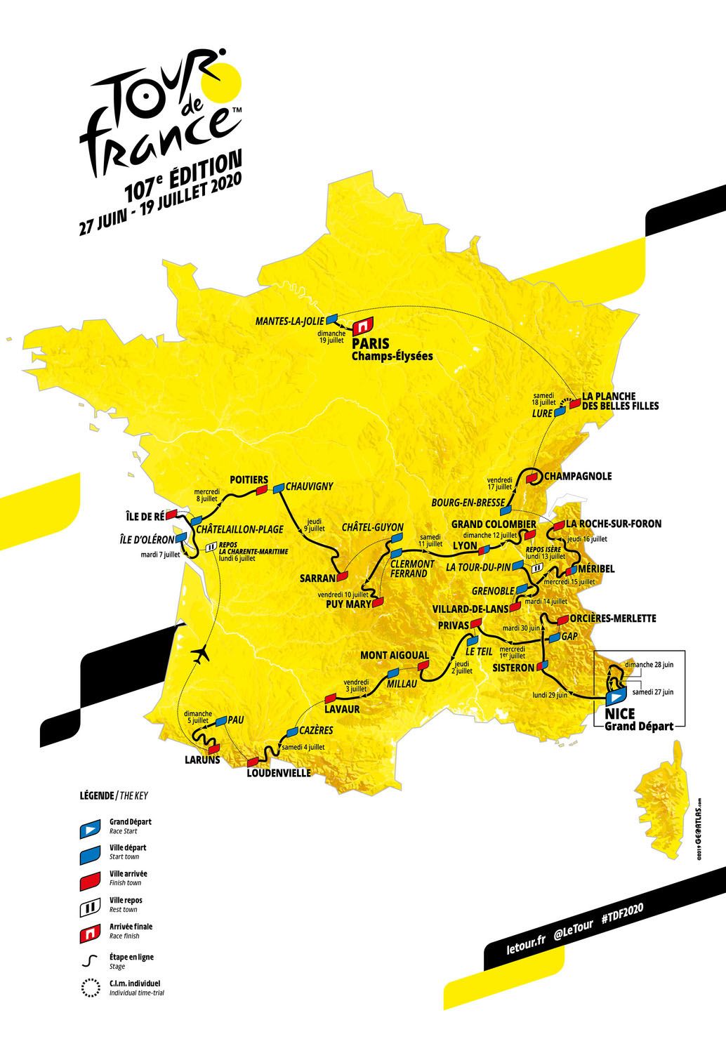 map of tour de france Tour De France 2020 Route Map Cyclingnews map of tour de france
