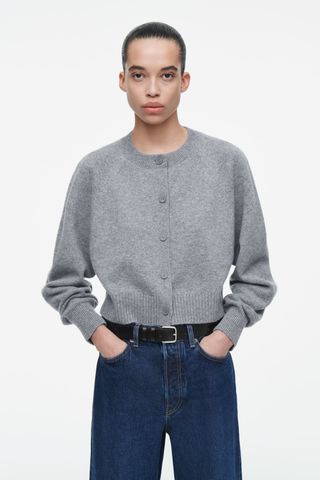 COS, CROPPED WOOL CARDIGAN