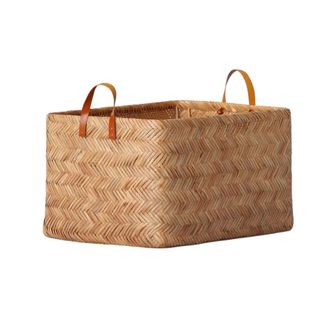 A laundry room herringbone weave basket