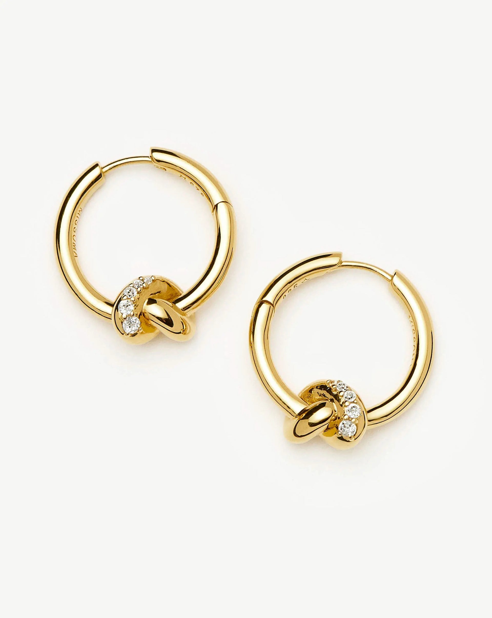 Lucy Williams Pavé Knot Small Hoop Earrings | 18ct Gold Plated - 18ct Gold Plated