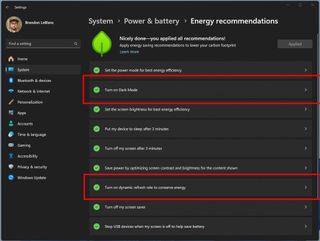 New energy recommendations