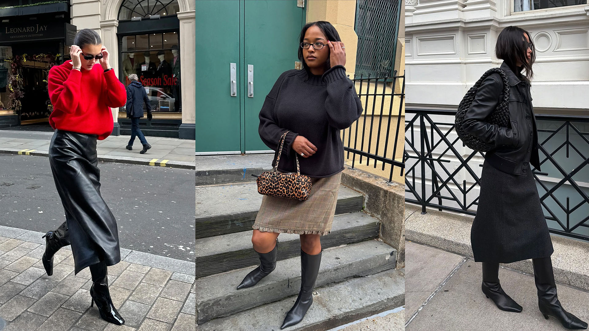 women wearing skirts and boots