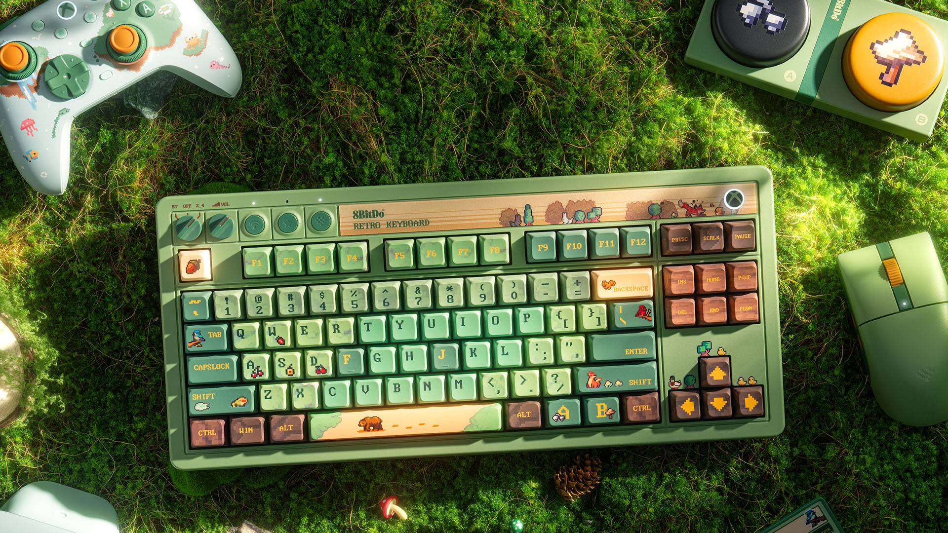 Image of the Forest Wonder 8BitDo Retro 87 gaming keyboard.