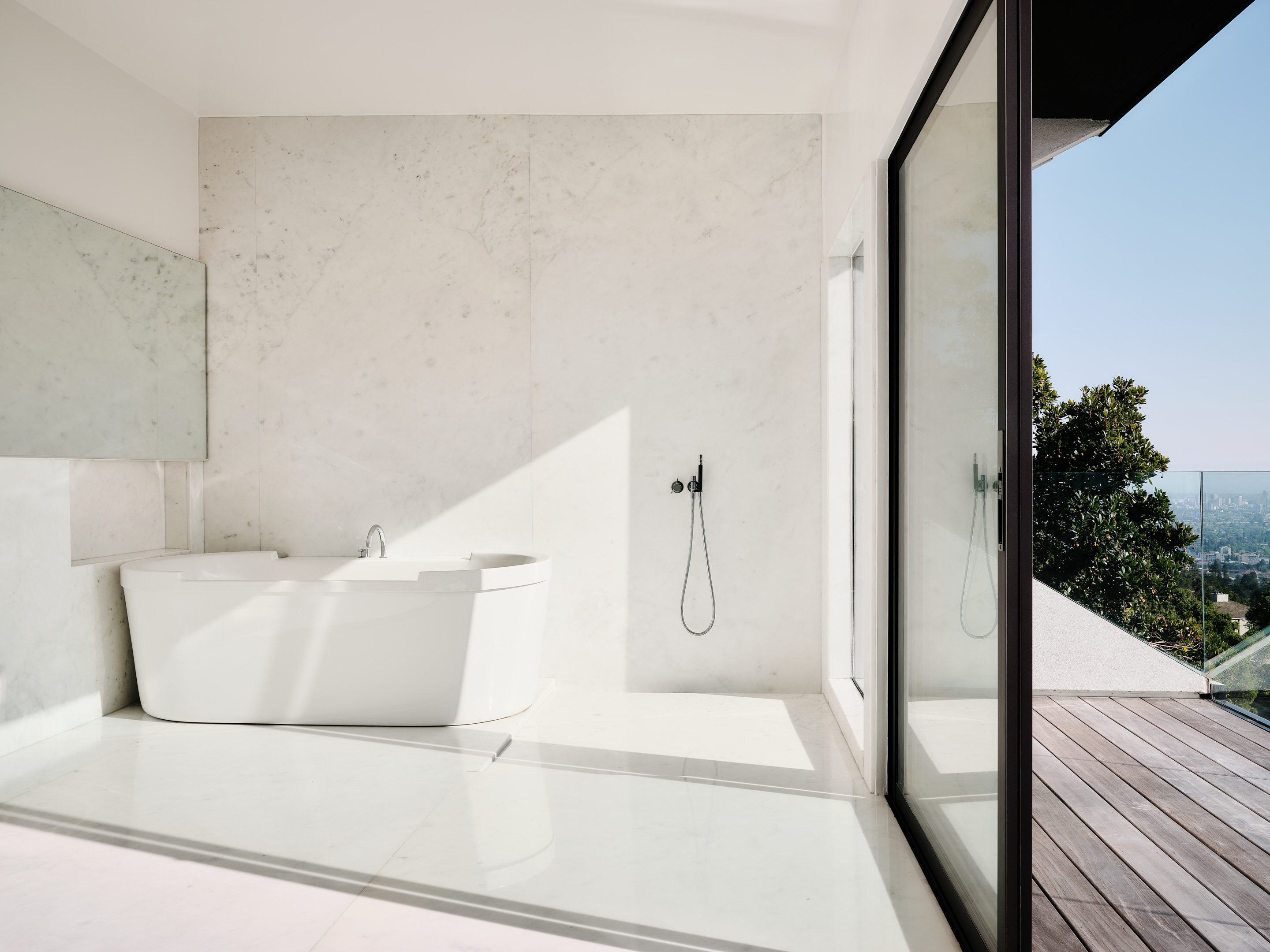 minimalist white bathroom at Space Invader