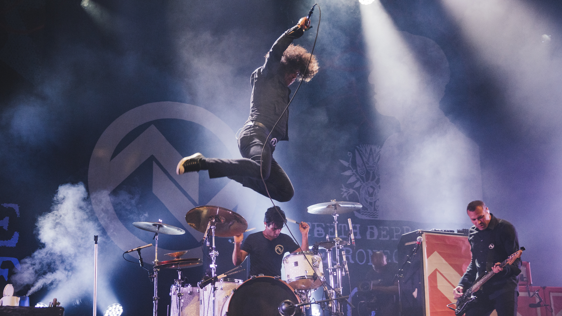 Cedric Bixler-Zavala of At The Drive-In performs on the Arena stage during Roskilde Festival 2016 on June 29, 2016 in Roskilde, Denmark