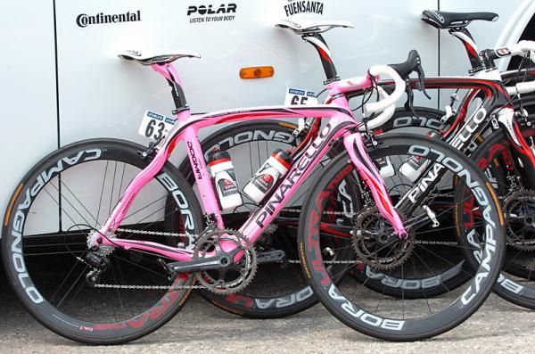 I wonder whose pink Pinarello that is?