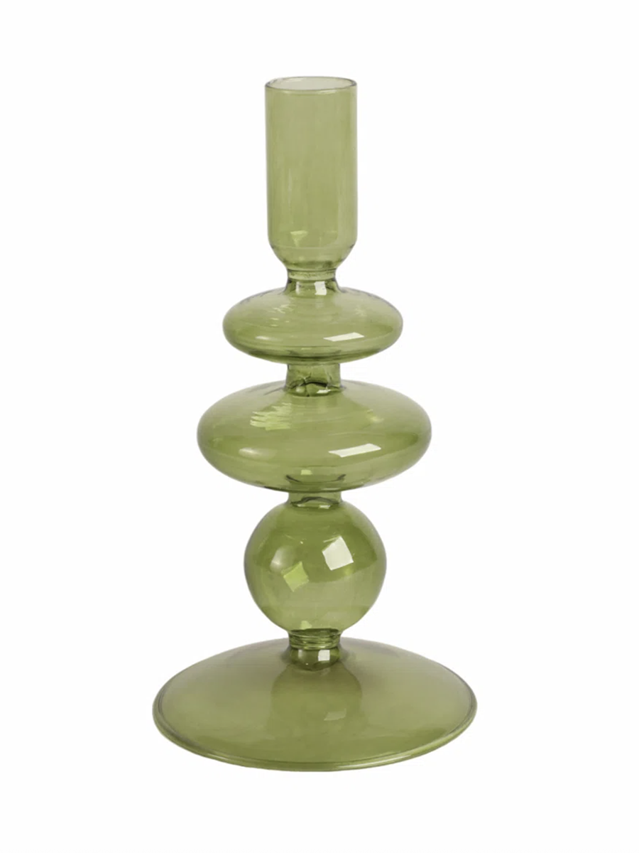 green glass candleholder