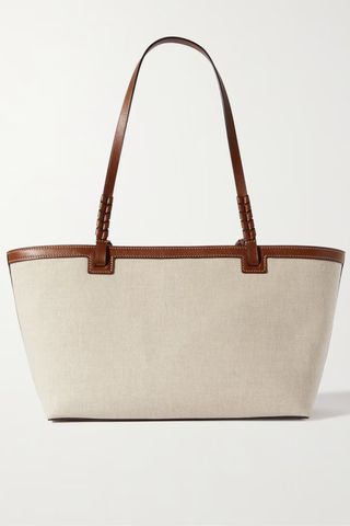 Cala 32 Leather-Trimmed Linen Tote