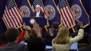 Fed Chair Jerome Powell taking questions at a press conference