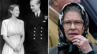 L-Queen Elizabeth and Prince Philip in 1947, R- a look at Queen Elizabeth's engagement ring