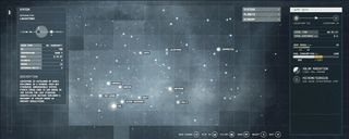 An unused piece of Starfield UI left over in the game's files, showing features like fuel consumption, systemic hazards, and system descriptions.