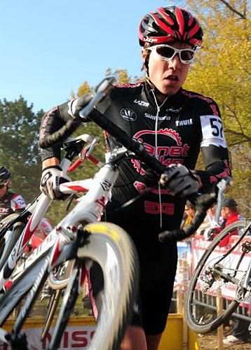 James LeLonde (Planet Bike) running the barriers.