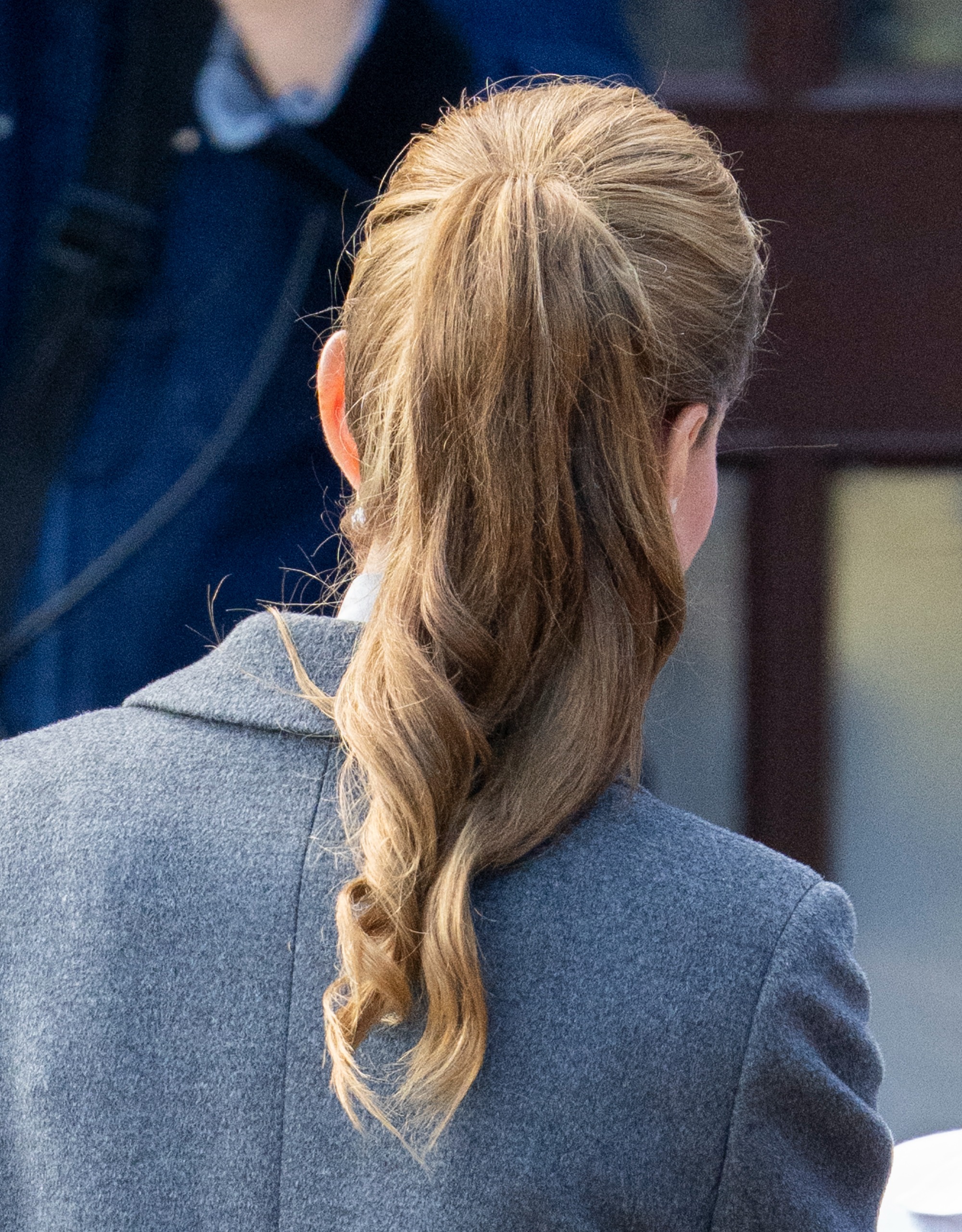 The Princess of Wales Kate Middleton wears her hair in a bouncy ponytail at Pulborough Village Hall after visiting to the West Sussex Minibus service on September 30, 2026 in Pulborough, England