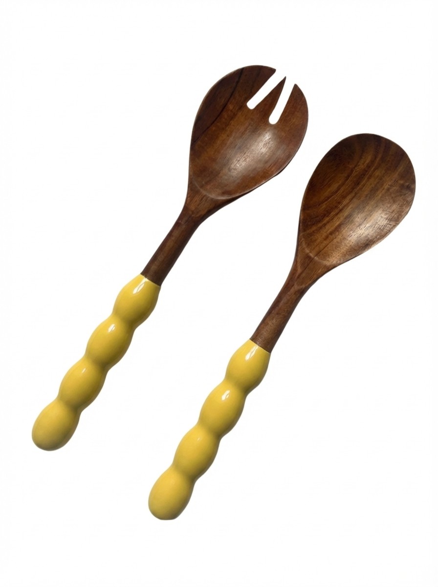 Bobbin Salad Servers | Sunshine Yellow