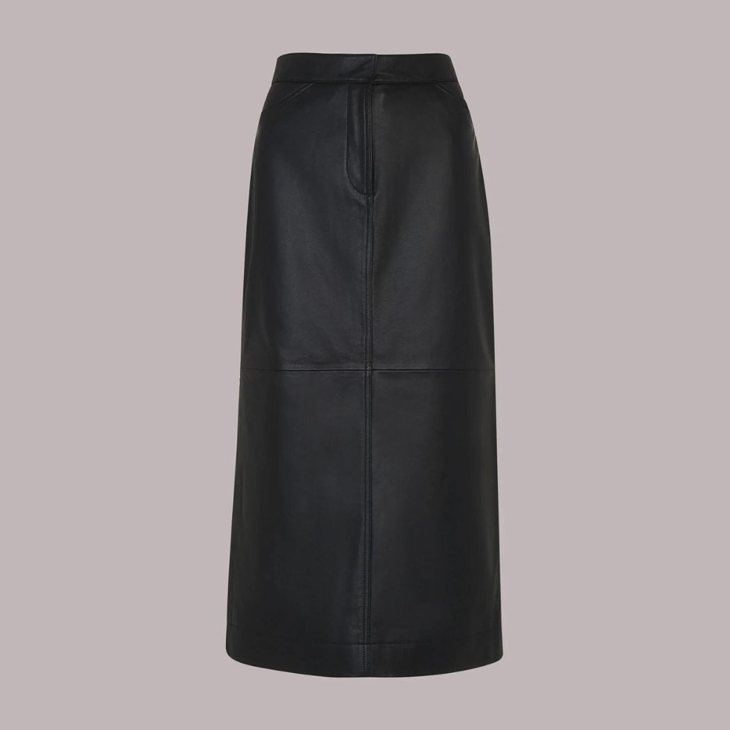 Whistles JAMIE LEATHER MIDI SKIRT