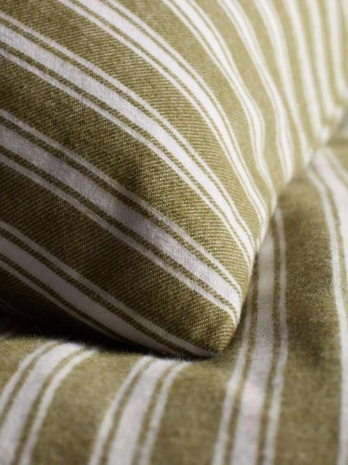 Olive Green Fred Stripe Brushed 100% Organic Cotton Bed Linen