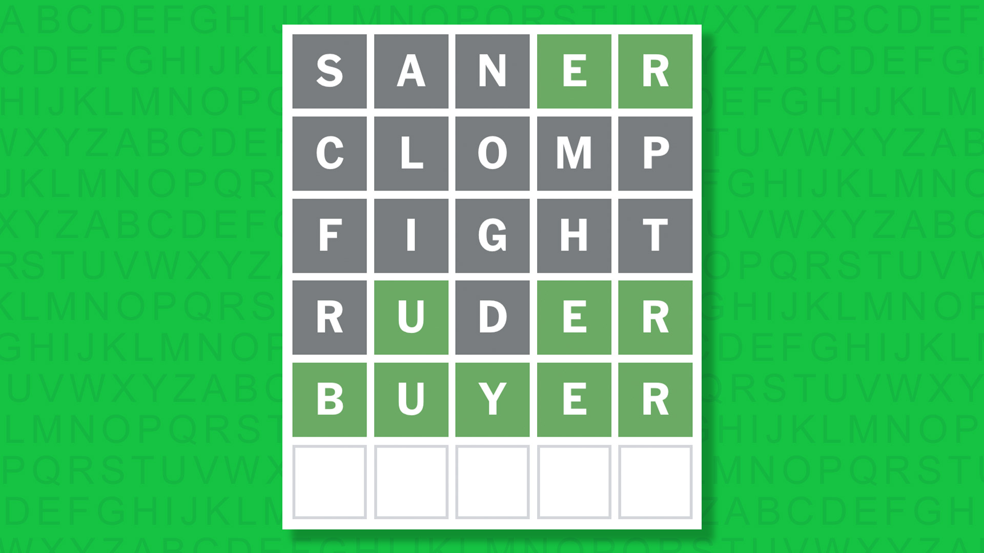 NYT Wordle answer for game 1711 on a green background