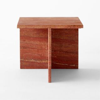 T Red Travertine Side Table Short