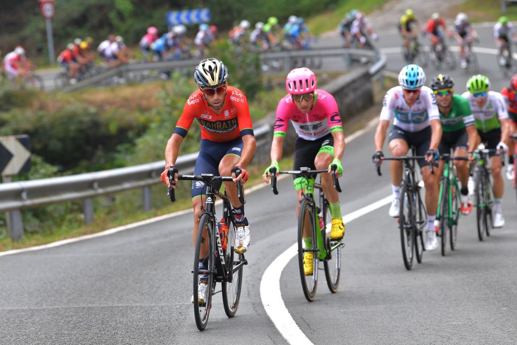 Vincenzo Nibali (Bahrain-Merida) on the attack