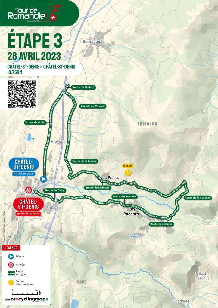 Stage 3 map for 2023 Tour de Romandie