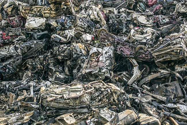 Each year the U.S. produces hundreds of millions of tons of metal scrap like this (shown here, the PSC Metals scrapyard in Nashville).