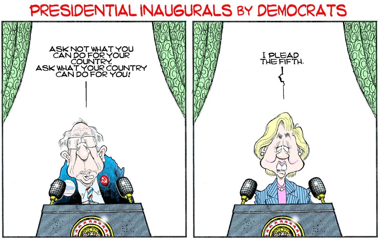 Political Cartoon U.S. Bernie Hillary