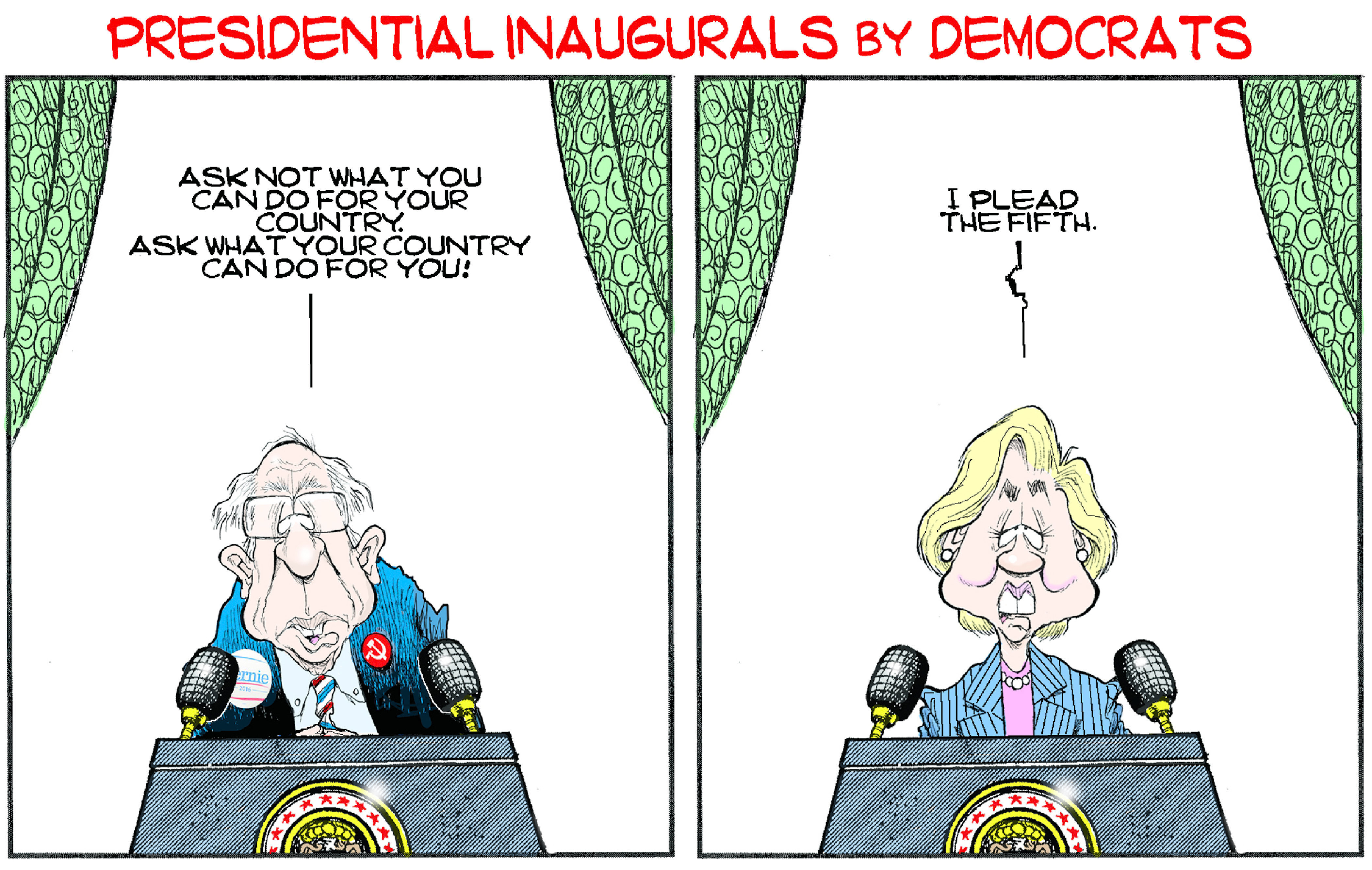 Political Cartoon U.S. Bernie Hillary