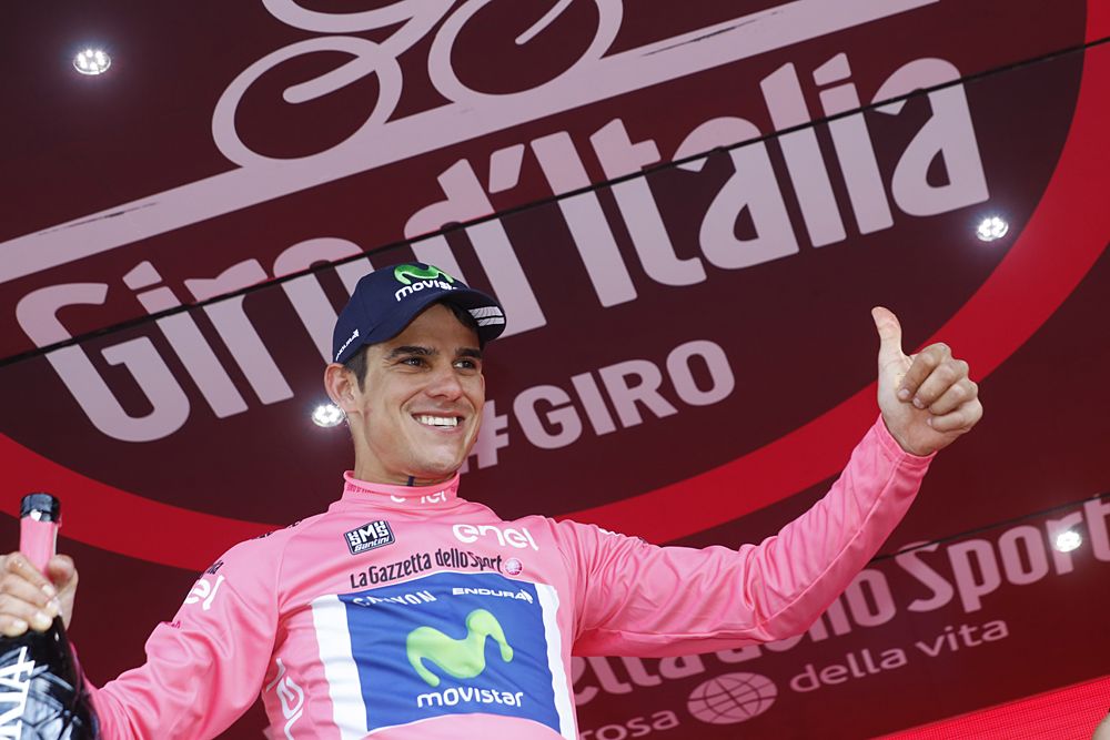 Andrey Amador (Movistar) in pink