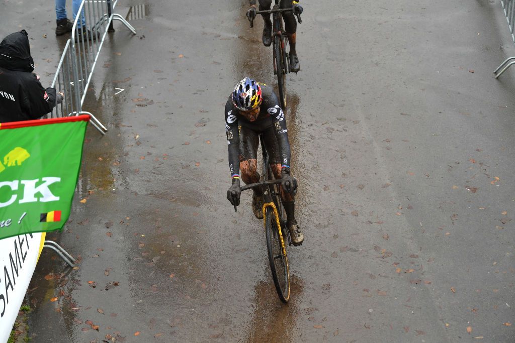BOOM BELGIUM DECEMBER 04 Wout Van Aert of Belgium and Team Jumbo Visma competes during the 7th Superprestige Cyclocross Boom 2021 Mens Elite SPBoom Superprestige2022 on December 04 2021 in Boom Belgium Photo by Luc ClaessenGetty Images