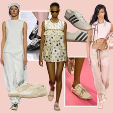 collage of slim sneakers from the spring 2026 runways; collage of slim sneakers from Adidas and Puma