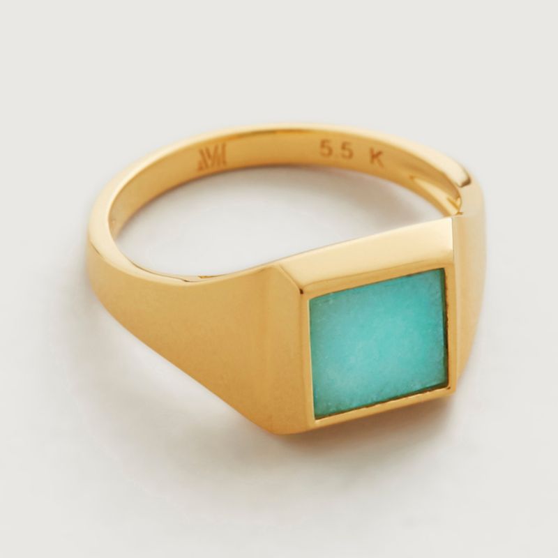gold ring with turquoise quare stone