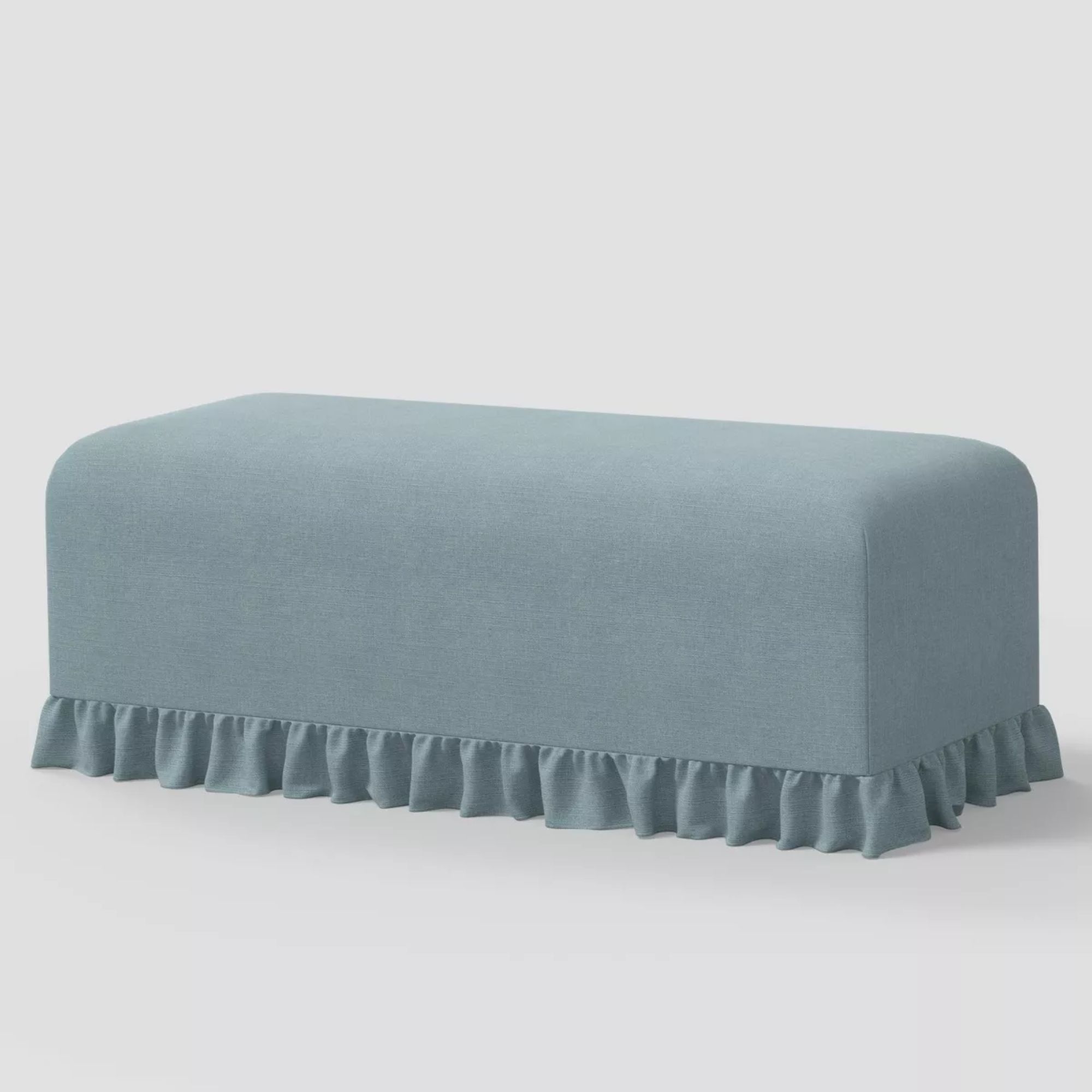 Ruffle Slipcover Dining Bench